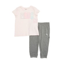 PUMA GIRLS SIZE 6 TEE AND CAPRI JOGGERS SET PEARL PINK NWT