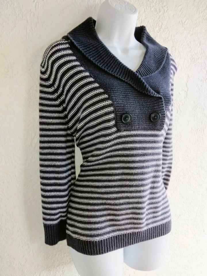 Suéter pulôver feminino IZOD colarinho azul e branco tamanho XL - Imagem 4 de 4