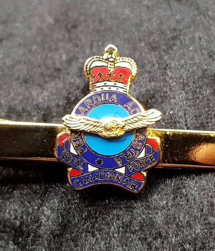 Vintage Gold Plated Enamel Royal Canadian Air Force Tie Bar Clip - Military - Picture 7 of 7