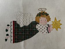 Hand Painted Needlepoint Canvas 18 CT  LARGE XMAS FLYING ANGEL STAND-UP