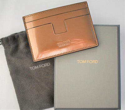 NEW Authentic TOM FORD Metallic BRONZE Leather CREDIT CARD Holder Wallet Case