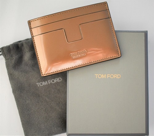 🆕️NEW Authentic TOM FORD Metallic BRONZE Leather CREDIT CARD Holder Wallet Case