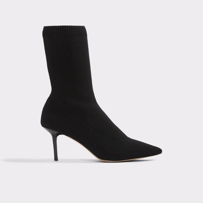 black heeled ankle sock boots