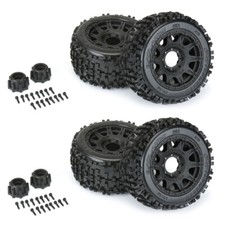 Pro-Line Badlands 3.8" All Terrain Tires Mounted w/ Black Wheels 4 Front/Rear