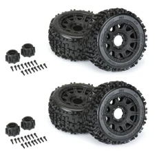 Pro-Line Badlands 3.8" All Terrain Tires Mounted w/ Black Wheels (4) Front/Rear