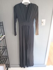 Shein Women's SXY Black Solid Long Sleeve Maxi Bodycon Dress Small (Na)