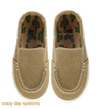 Wonder Nation Khaki Slip On Casual Boat Moccasin Shoes Size 3 Baby Boys NWT