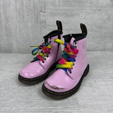 Dr. Doc Martens 1460T Combat Boots Toddler Kids 9 Pink Patent Leather Ankle Zip