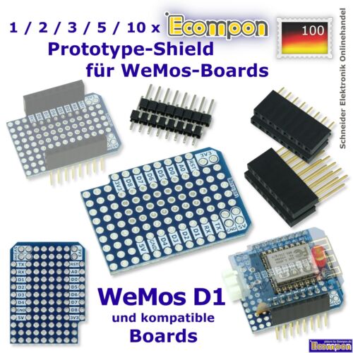 1 - 10 x Prototype Shield WeMos D1 mini ESP8266 Proto pro base PCB Ecompon board - Bild 1 von 20