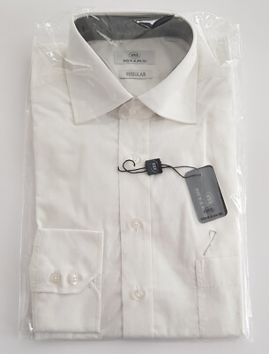 Original Mijas men's business shirt New Kent long sleeve white regular size 37-38