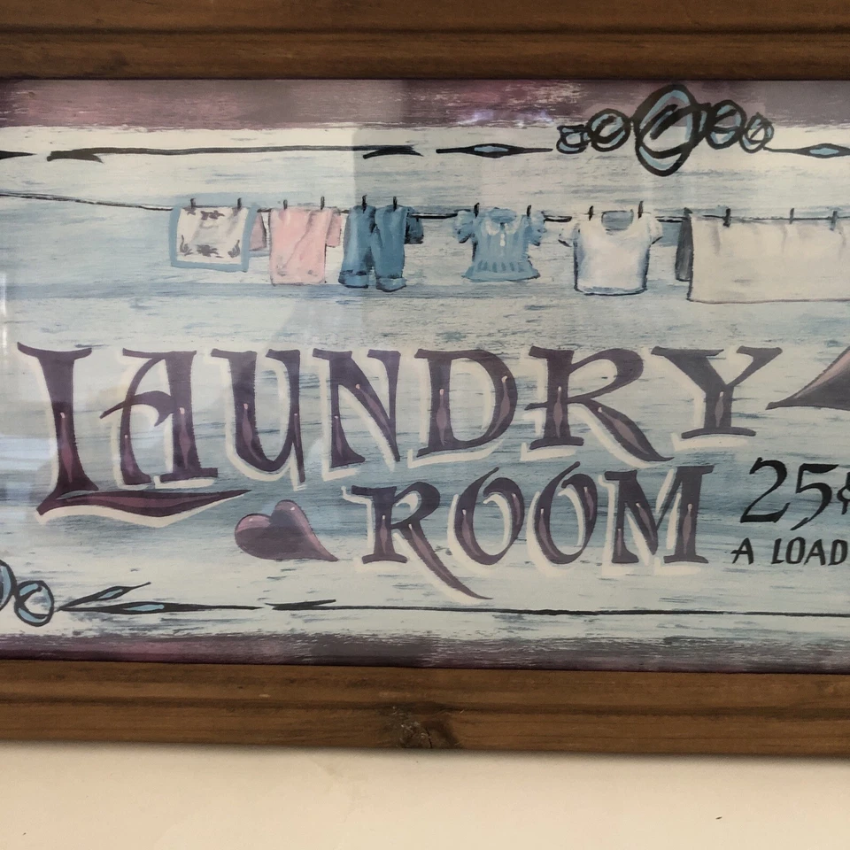 Vintage Hand Painted Primitive Rustic Barnwood Laundry Room Sign 22 In x 10 In - Image 3 of 4