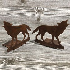 Rijline Silhouette metal Bookends Wolf Rustic Cowboy Western USA Made