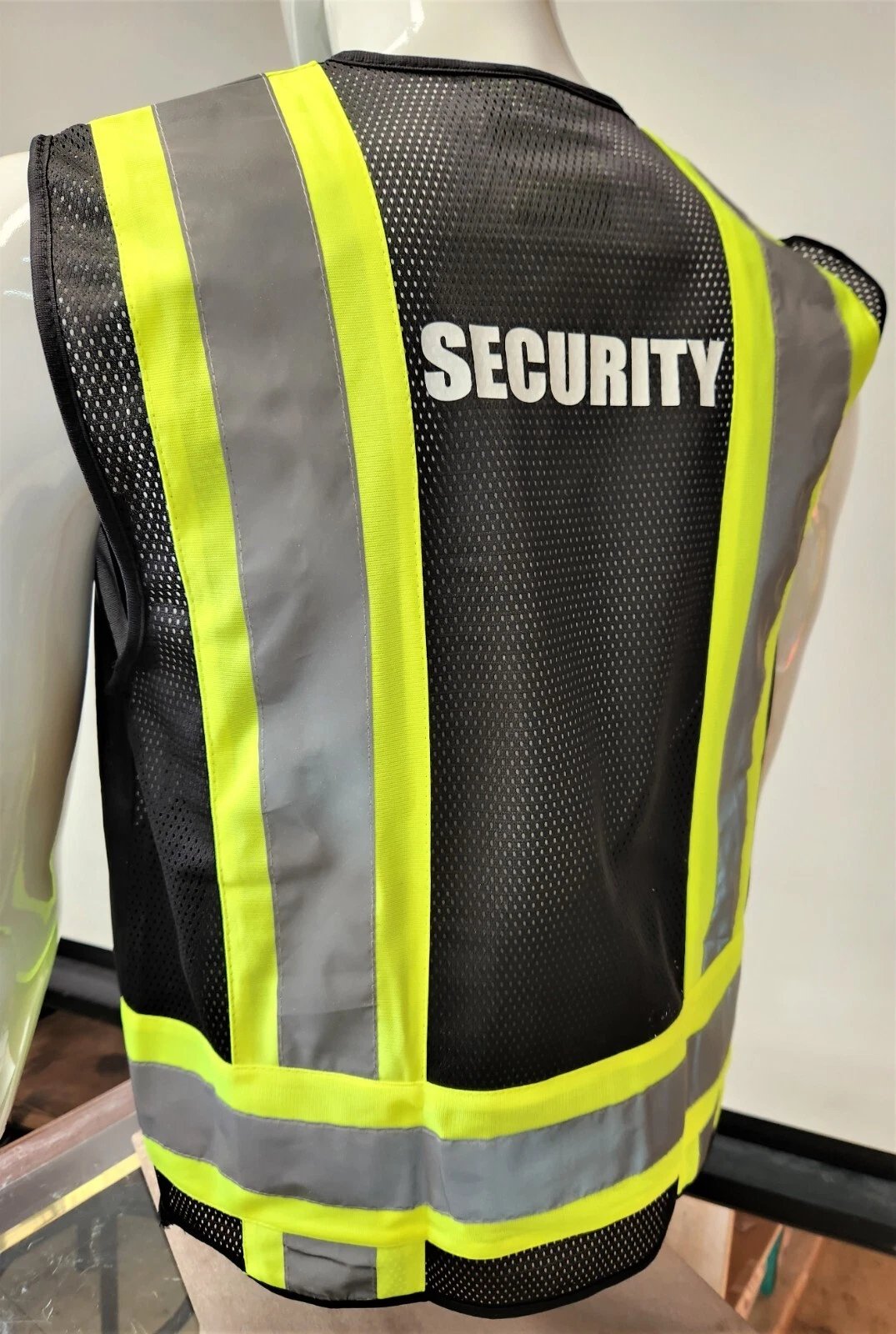 FX Two Tone High Visibility Reflective BLACK Security Safety Vest image 4