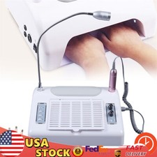 5 in1 Electric Nail Drill Machine Nail Art Dust Collector LED Lamp Manicure 96W