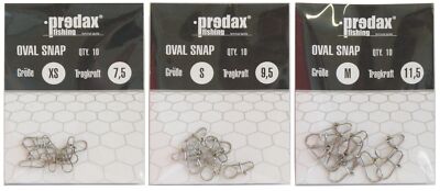 30 Predax Oval Egg Snap - Einhänger Set, Karabinerwirbel, Raubfischwirbel