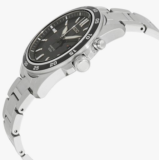 Seiko Kinetic Black Dial Stainless Steel Men's Watch SKA785P1 | eBay