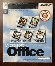 Vntg Microsoft Office Professional Windows 95 NT Excel Word Access PP w/ KEY 3.5