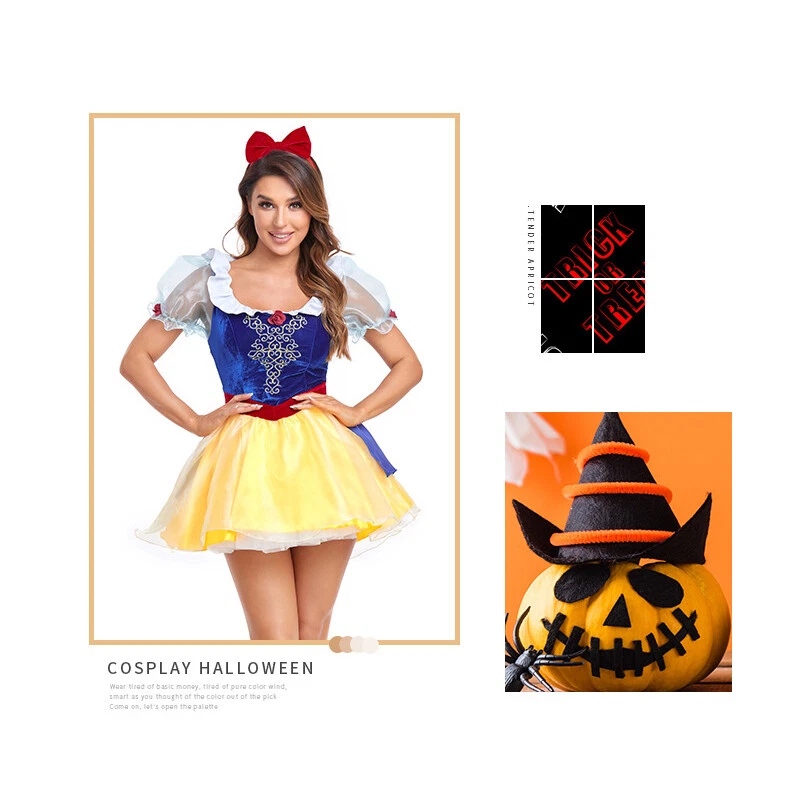 Princess Halloween Women Costume Fairytale Dress Up Rapunzel Belle Alice Jasmine - Image 3 of 4