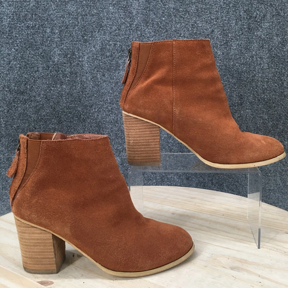 Ecote Botas Mujer 7 Botines Marrón Vaca Gamuza Tacones Bloque Cremallera Informal Foto 2 de 4