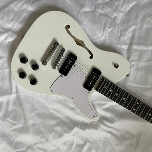 TL Semi Hollow Body Adkins Electric Guitar White Chrome Hardware P90 Pickups