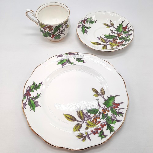 Royal Albert Bone China Flower of the Month No. 12 Holly 3pc Tea Set - Picture 4 of 6