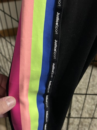 NWT Justice JSport Girls Mesh Ankle Legging Rainbow Stripe On Leg Size M (10) - Picture 6 of 15