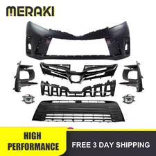 Front Bumper Cover Kit W/ Fog Lights Compatible with 18-20 Toyota Sienna LE XLE