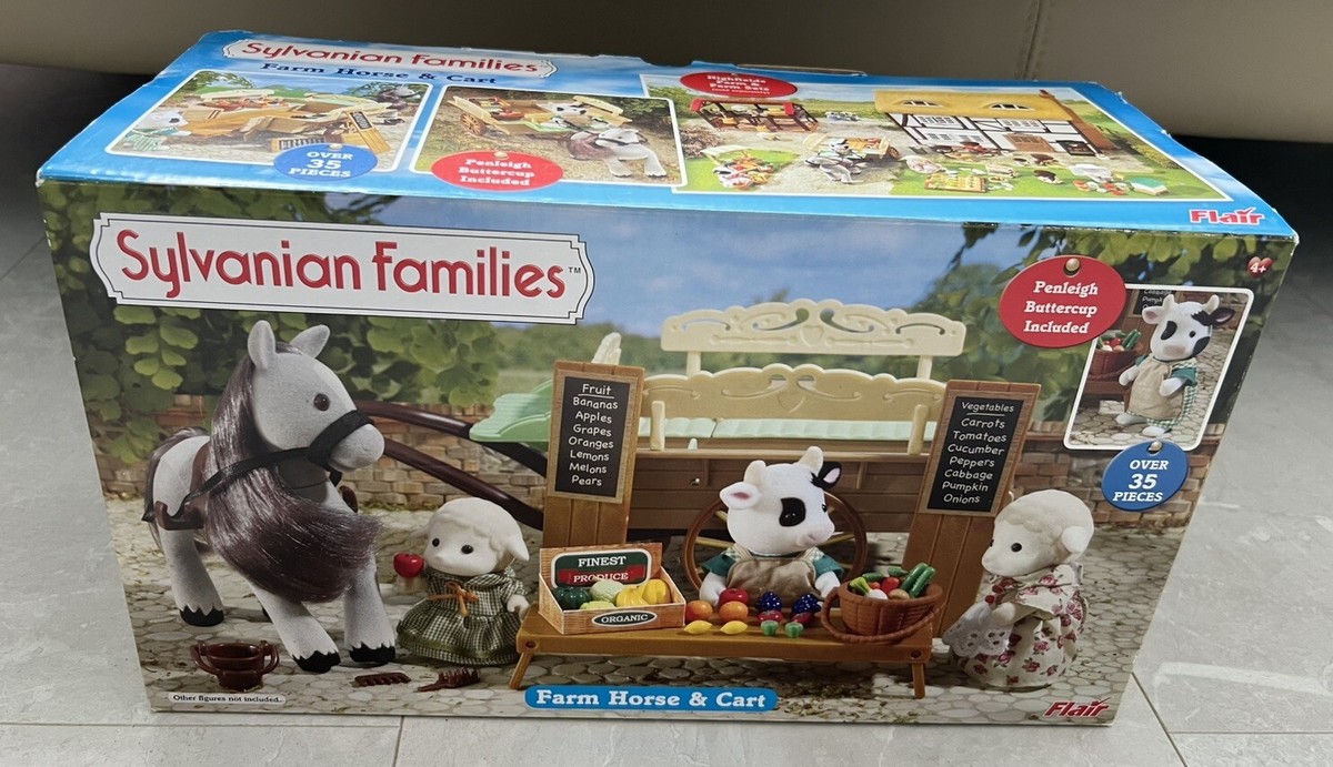 Sylvanian families FARM HORSE CART Buttercup Cow Dapple Horse Calico  Critters