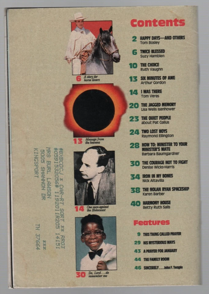 Guideposts Magazine January 1992 Tom Bosley Happy Days - Image 2 of 2