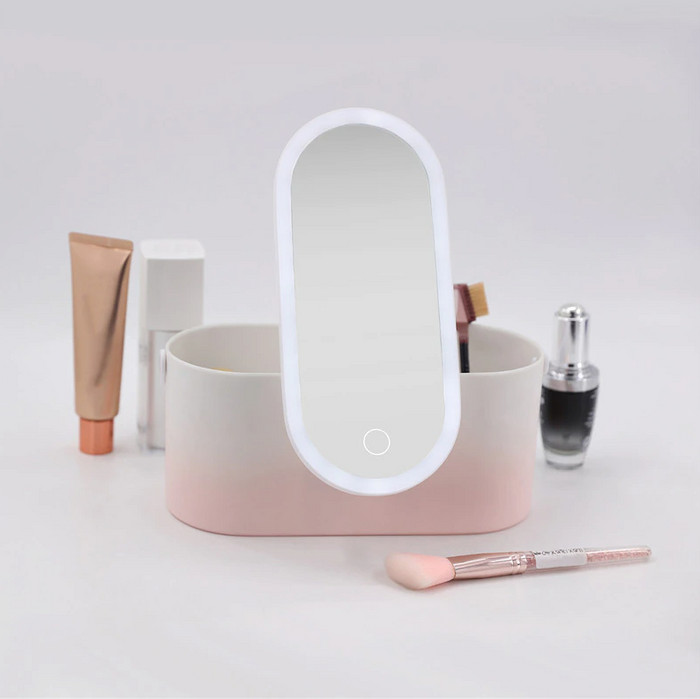 Trousse de maquillage portable et lumineuse pour voyage Boîte cosmétique grand format