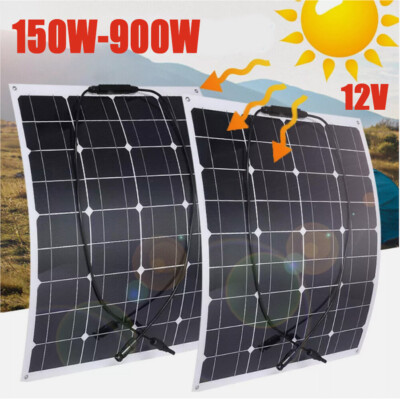 M150W-900W Flexible Mono Solar Panel 12v Portable Power Camping Home RV Battery