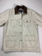 Faded Glory Ecru Denim Barn Coat Chore Coat Blanket Lined Ladies’ Size M
