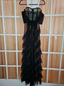 black sheer ruffle dress