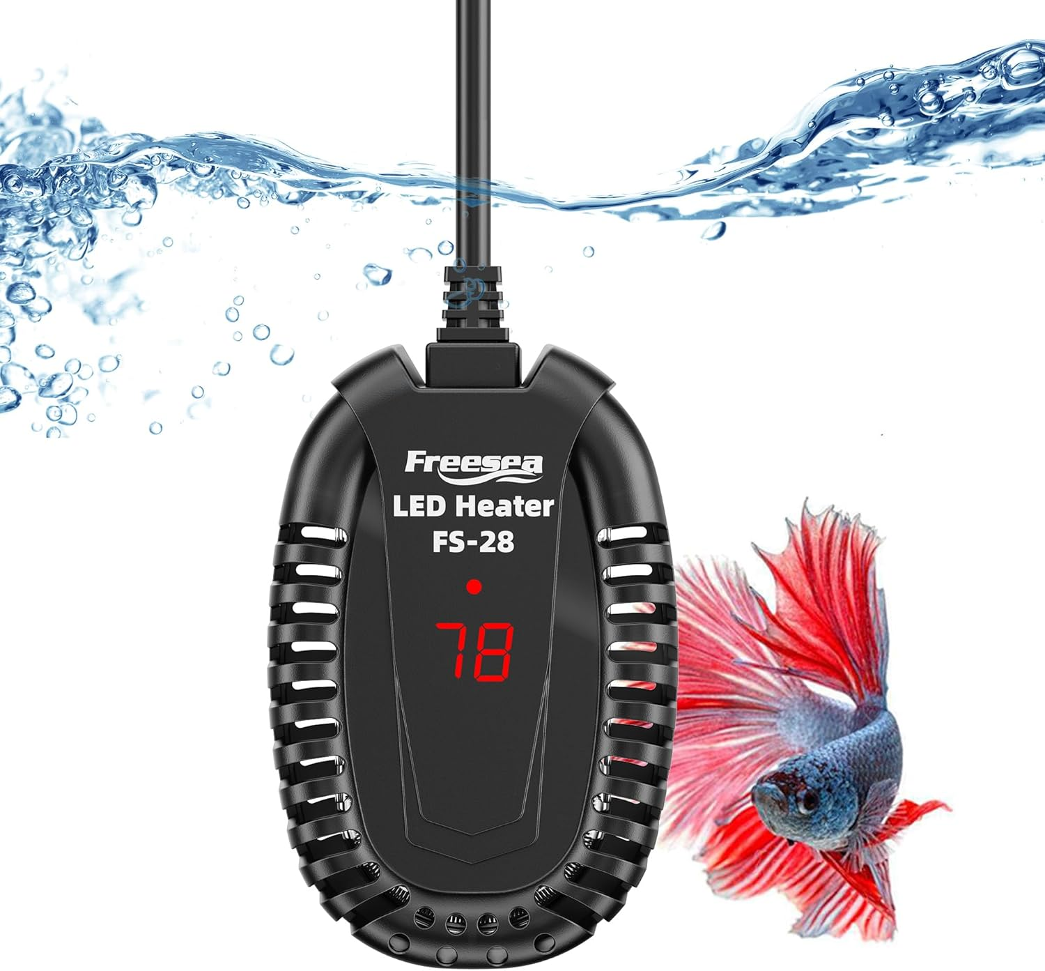 FREESEA Aquarium Fish Tank Heater: 50W Small Submersible Turtle Heater with Adju