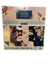 Recollections Paper Pad Fantasy Floral 12x12 Scrapbook 36 Double-Sided Sheets