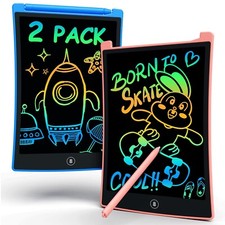 bravokids 2 Pack LCD Writing Tablet with 4 Stylus, 8.5 inch Colorful Doodle B...