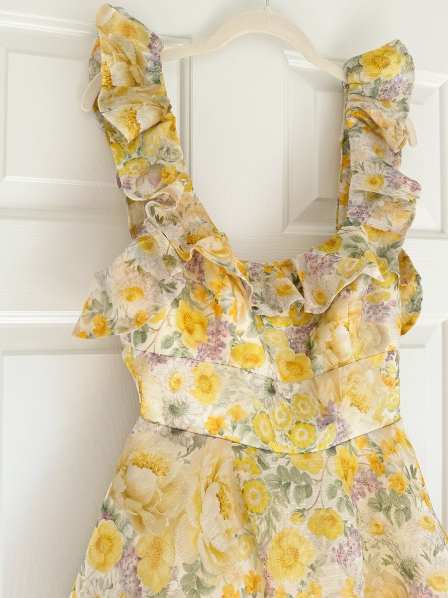 zimmermann harmony linen-silk ruffled midi-dress ZIMMERMANN Harmony Floral Linen Midi Dress
