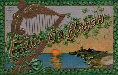 GOLD HARP, RISING SUN On Beautiful Vintage 1912 ST. PATRICK'S DAY Postcard
