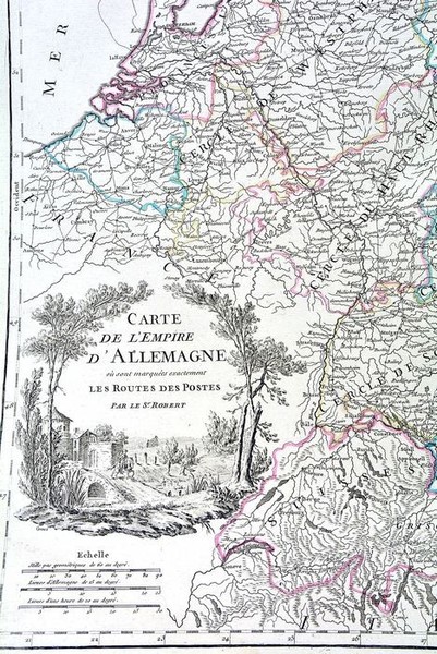 ROBERT Carte de l'Empire d'Allemagne Les Routes des Postes Paris 1785