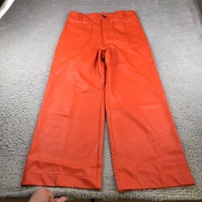 Maeve Colette Cropped Wide Leg Pants Womens 29 30x26 Orange Faux Leather