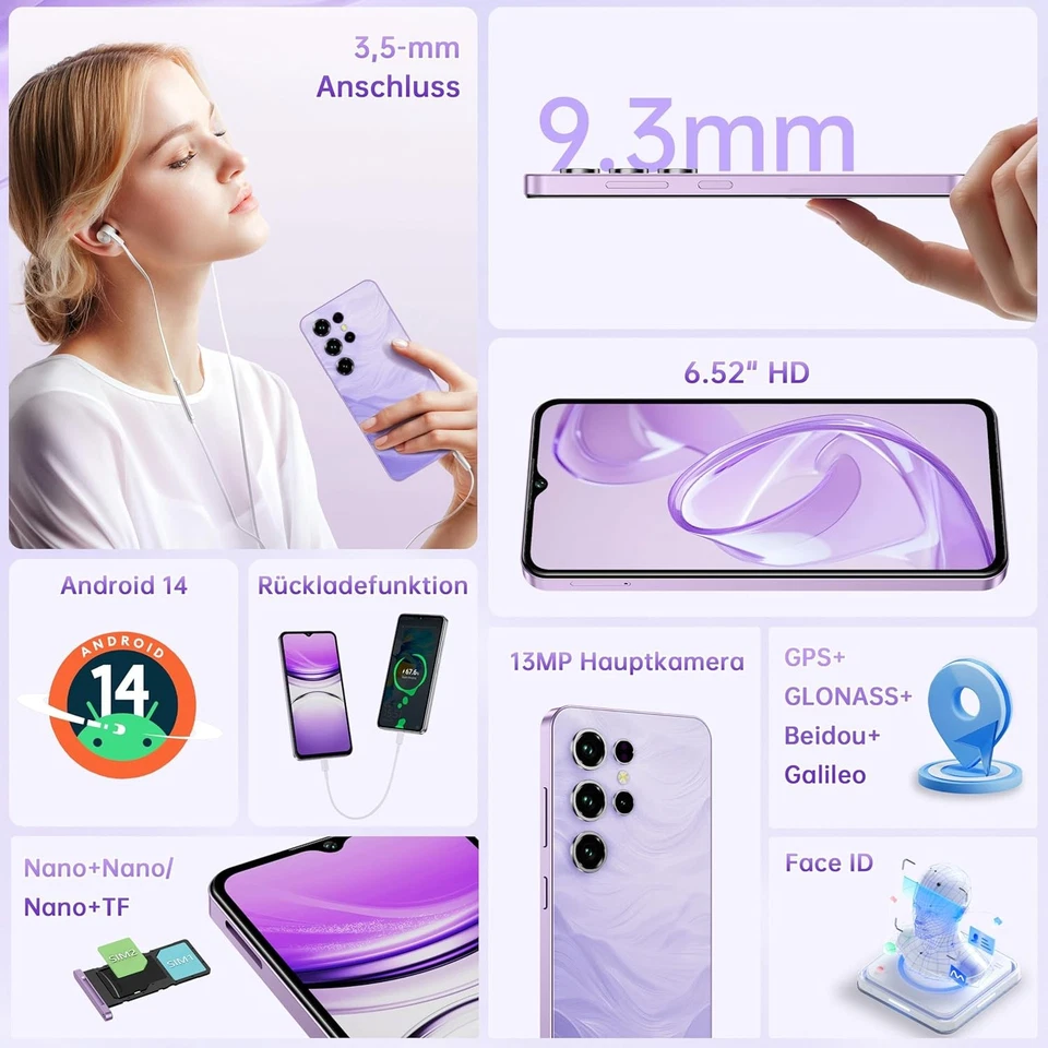 2025 OUKITEL C2 Smartphone Ohne Vertrag 16GB+128GB /1TB Handy 6.52 Zoll 5000mAh - Bild 4 von 4