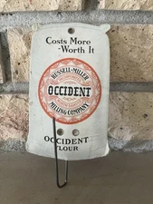 Figural Advertising Flour Sack VTG  1910 RUSSELL-MILLER ND OCCIDENT  BILL HOOK