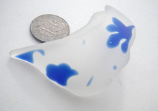 Sea Glass, Large Cobalt Blue Cut to Clear Flowered Pattern