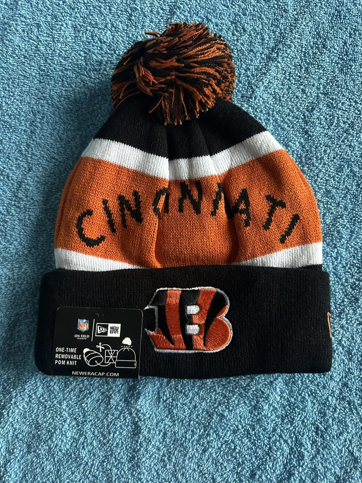 Cincinnati Bengals NFL Bobble Hat Beanie Black & Orange