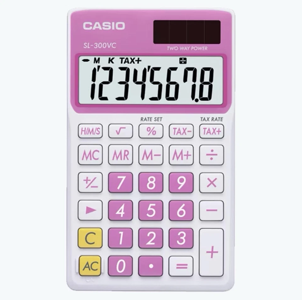 Casio SL-300VC Calculadora Solar, Portátil - Azul, Rosa, Verde - PACK DE 10 - NUEVO Foto 4 de 4