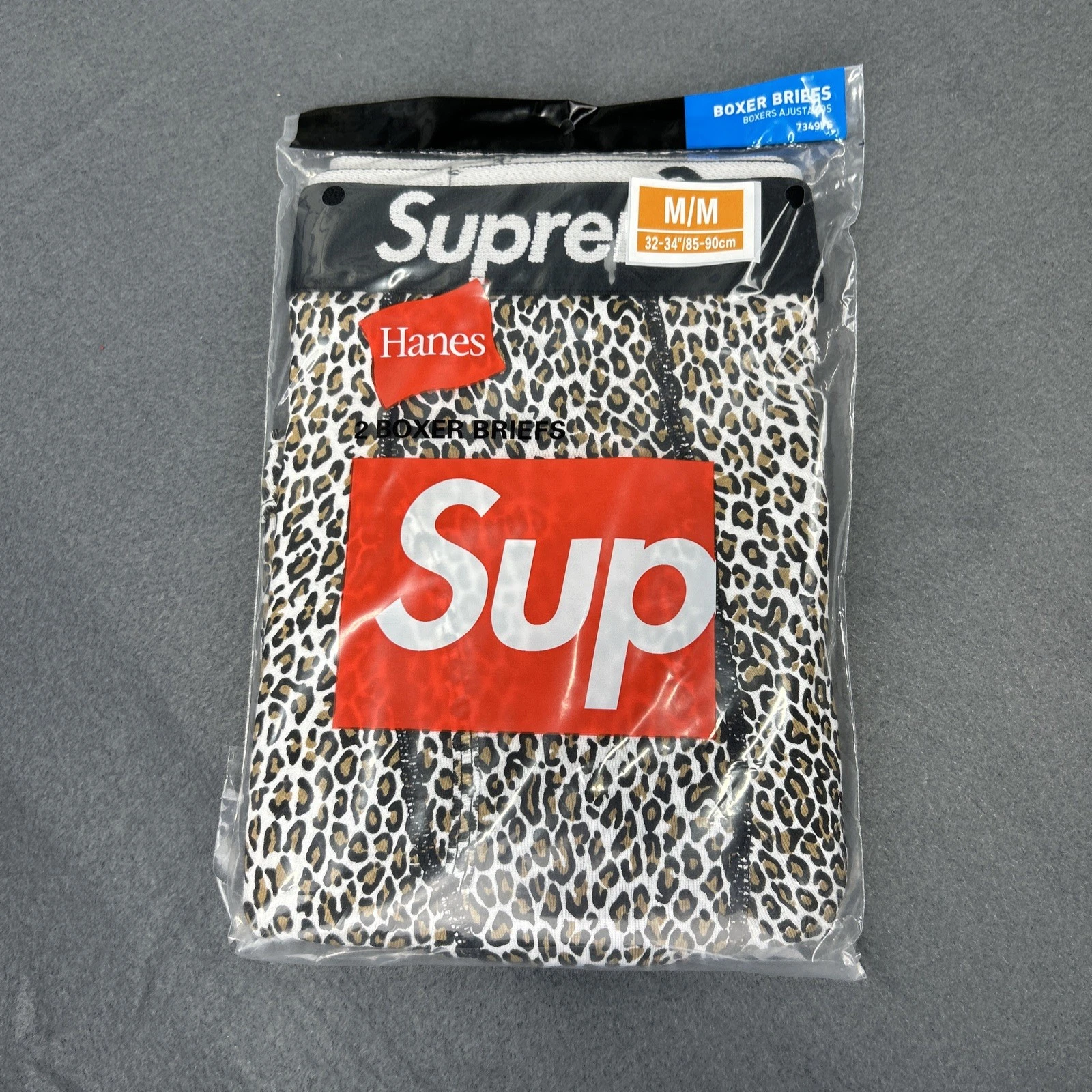 Lot de 2 boxers Supreme logo léopard slip Hanes sous vêtement créateur neuf authentique