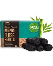 Bamboo Charcoal Dental Floss Refills, Bambo Woven Fibres, 5 x 33 Yards, Organ...