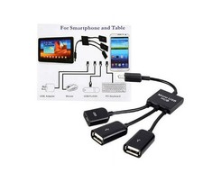 Replacement Micro USB OTG Adapter 3-in-1 Double USB 2.0 Female Hub Cable New