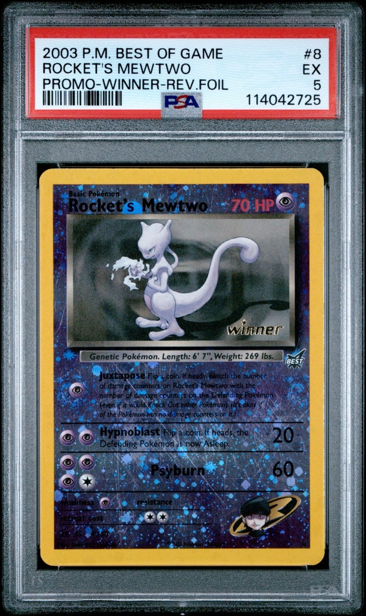 Pokemon Card Rocket's Mewtwo 8 Reverse Foil Promo Winner Best of