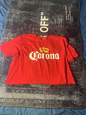 Women s Cropped Corona Modern Stylish Casual Red Graphic T-Shirt